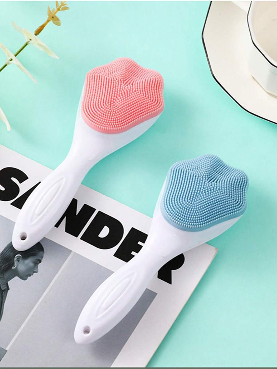 1 pcs Silicone Face Scrubber Exfoliating Brush, Manual Handheld Massager, Facial Cleansing and Blackhead Scrubber, Soft Bristles for Face Skincare (Random Color)