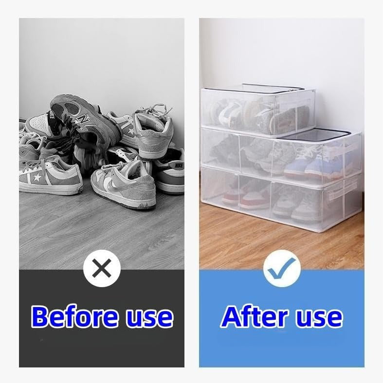 Transparent Storage Shoe Box Steel Structure Free Installation Shoe Cabinet to Prevent air Moisture Protection Shoes Clothing Toys Storage Box