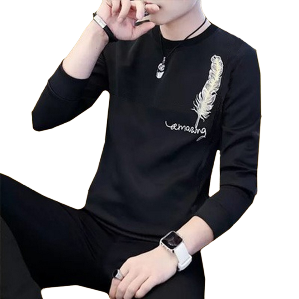 Black Leaf Print T-Shirt