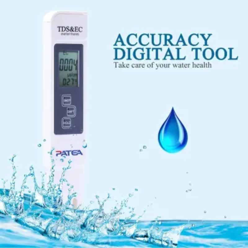 Portable Digital Water TDS, EC, And Temperature Meter (3-in-1) With ATC Function, 1ppm Resolution, 0-9990ppm Purity Tester