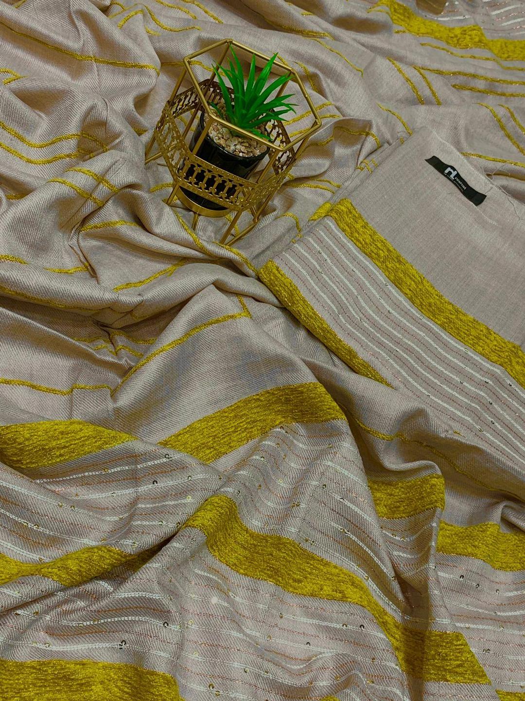 Women's Wool Velvet Embroidered Border Shawl - 1 Pc