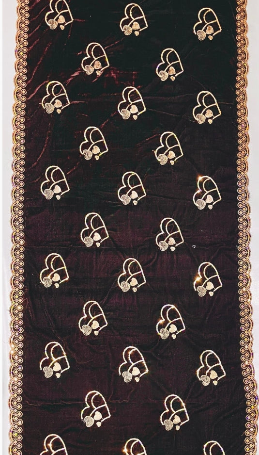 Luxurious Blue Velvet Embroidered Shawl - Elegant Fashion Accessory