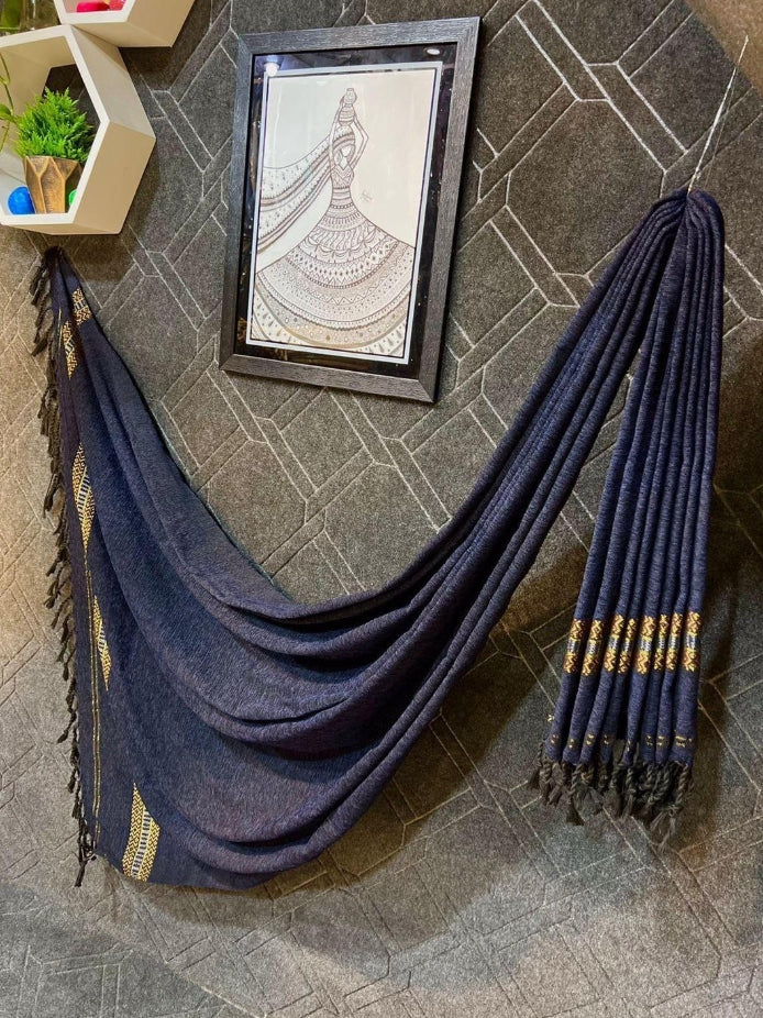 Luxurious Velvet Shawl - 1 Pc Plain Beige Wrap