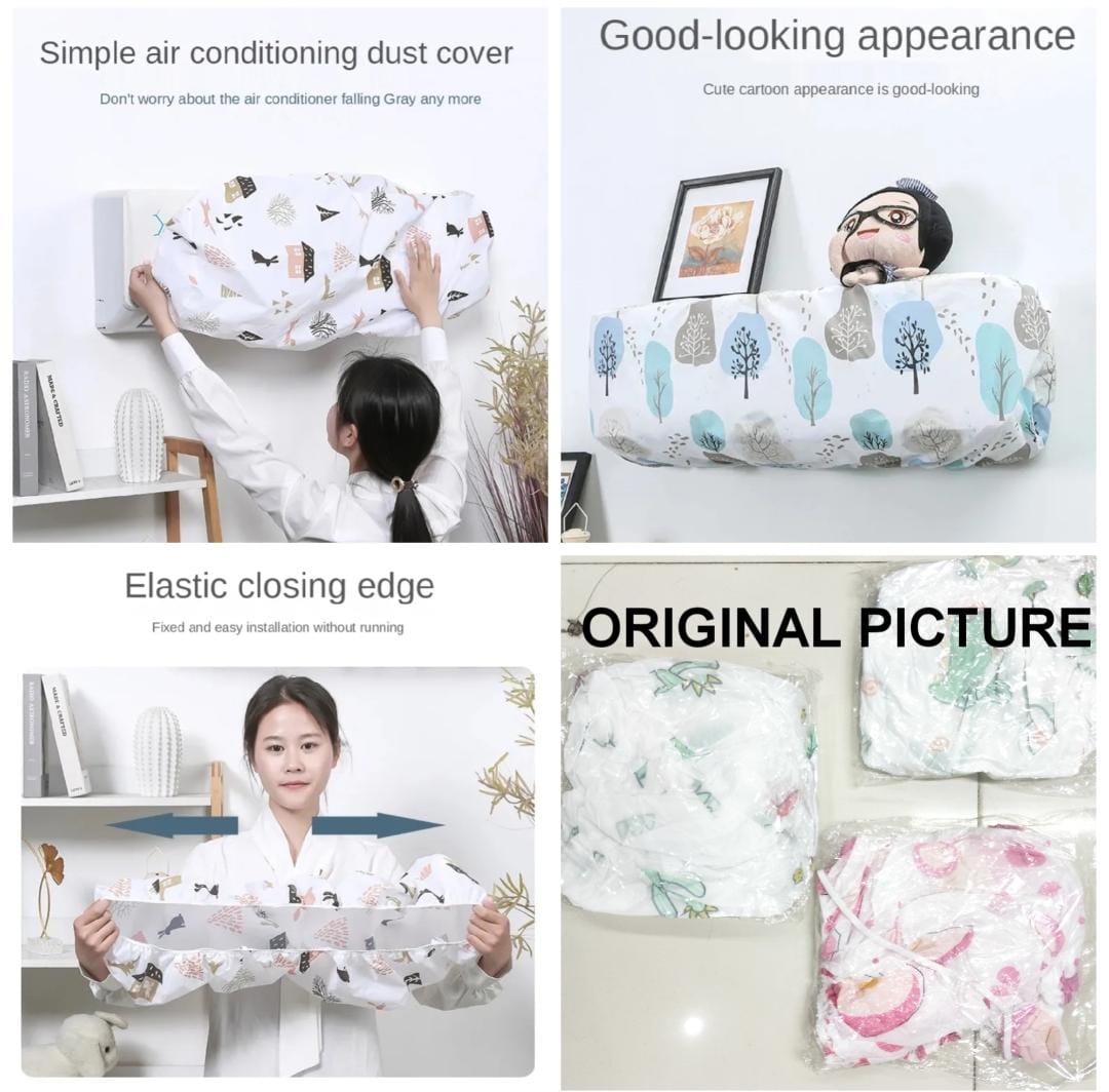 Ac Protective Dust Cover  Cute Cartoon Printing Dust Cover for air condition (Random design &amp; Color)1 ton