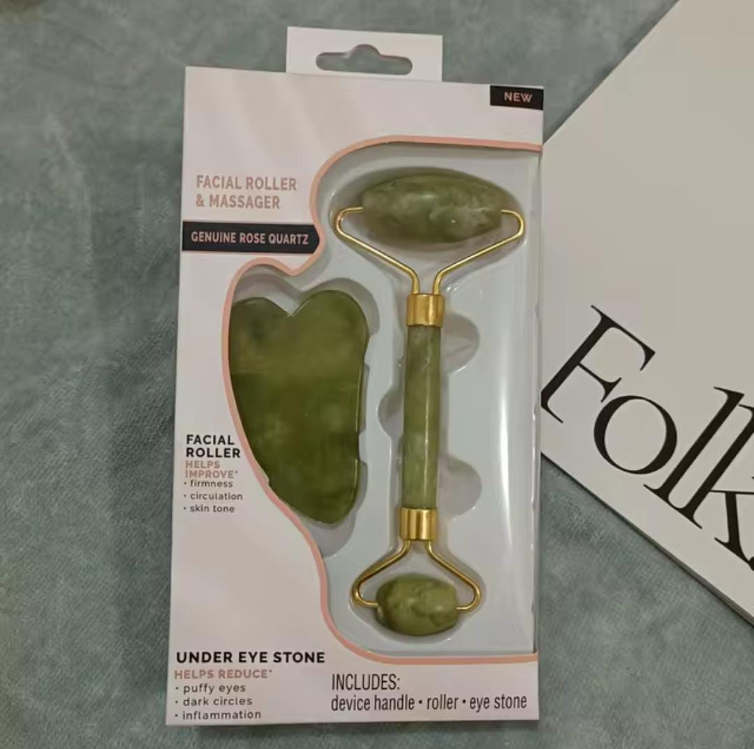 Flawless Jade Roller With Stone (Marble)