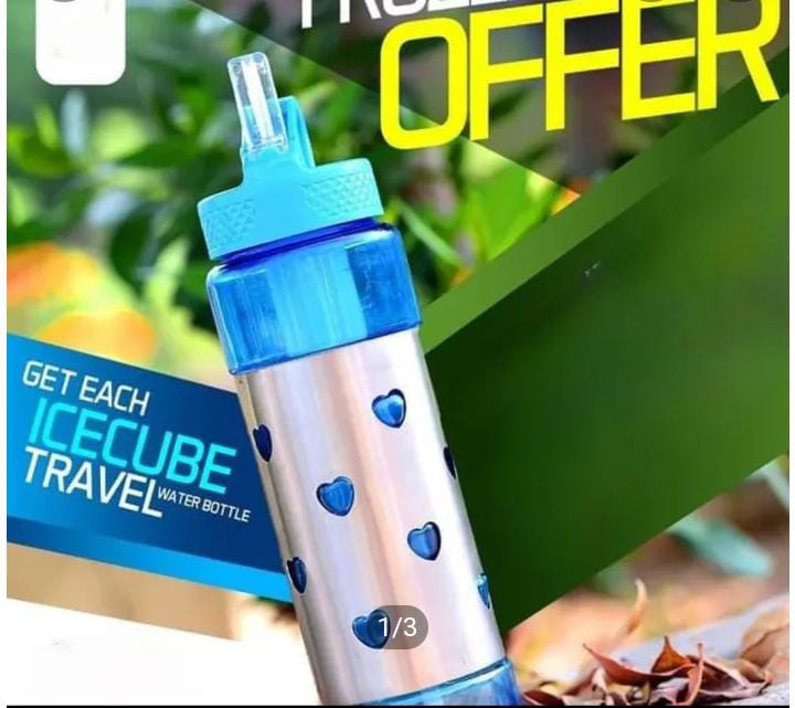 Water Bottle for Travelling 600ml / Water Bottle with Ice Pack with Sipper Best for school college university gym and travel.(random color)