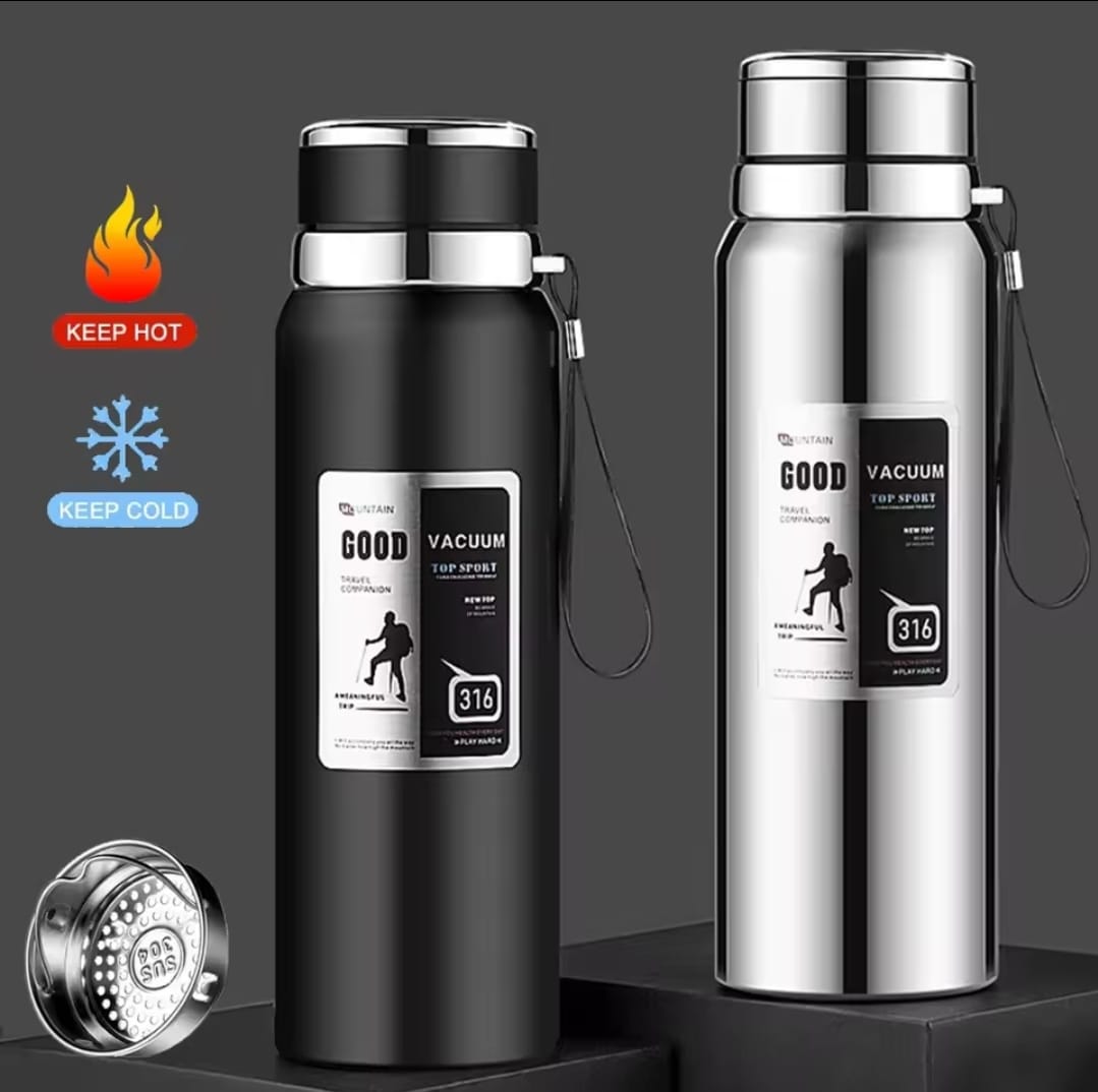 1000ml Large Capacity Stainless Steel Thermos Bottle – Hot &amp; Cold Vacuum Flask Water Bottle (Random color)