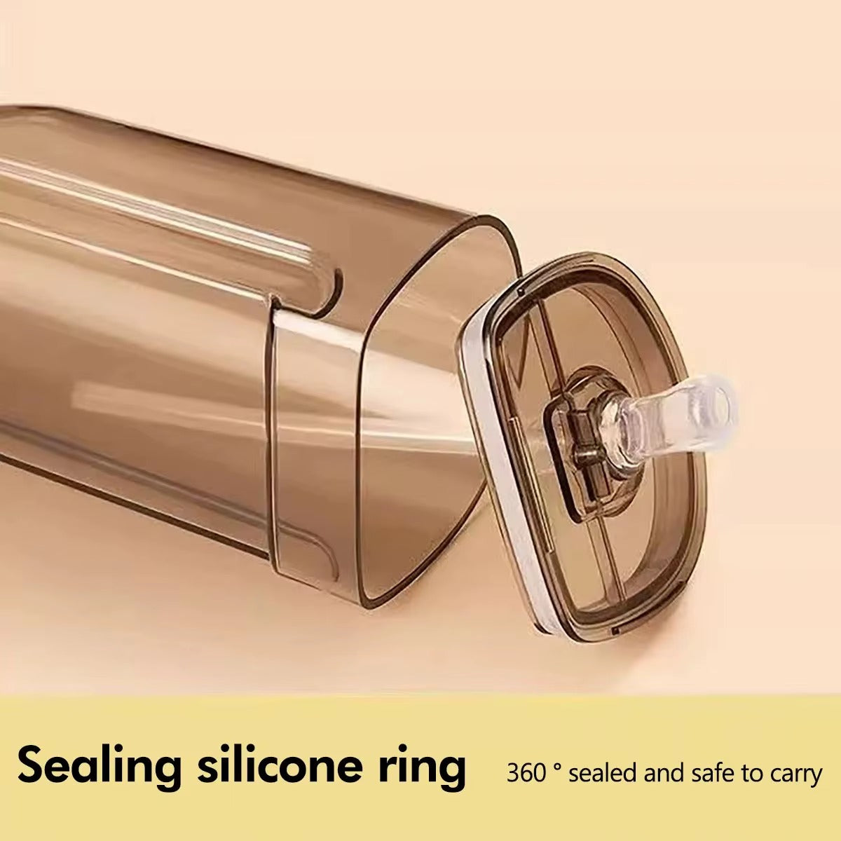 School Bus Design Kids Water Bottle With Strap– 600ml ABS Plastic Leak-Proof Bottle Small Square Drinking Cup – Fun &amp; Durable Water Bottle for Children (Random Color)