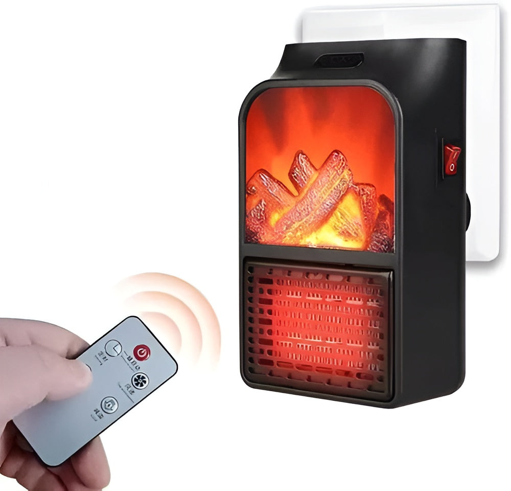 Flame Heater 1000W – Portable Electric Plug-in Room Heater with Flame Effect &amp; Remote Control