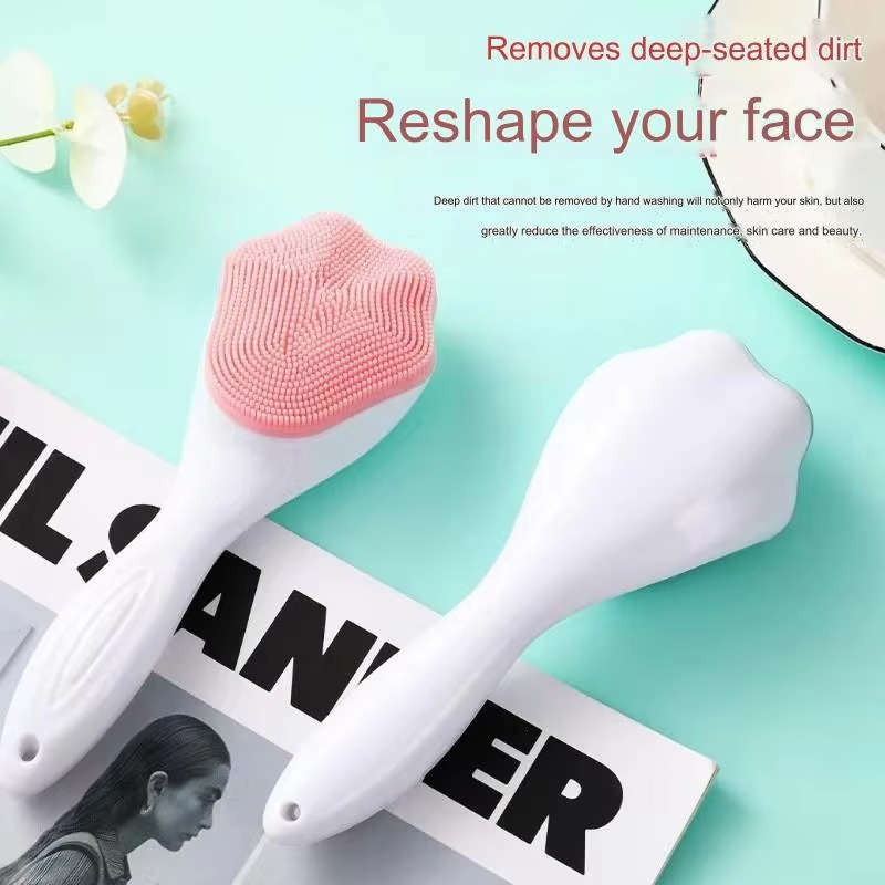 1 pcs Silicone Face Scrubber Exfoliating Brush, Manual Handheld Massager, Facial Cleansing and Blackhead Scrubber, Soft Bristles for Face Skincare (Random Color)
