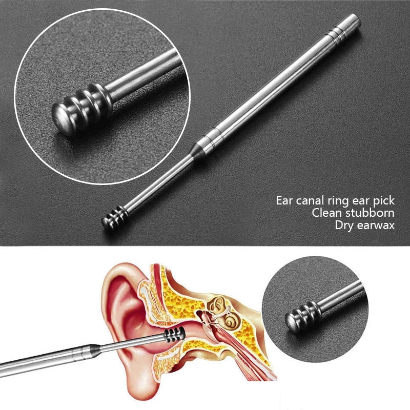 Pack off 6  Ear Pick with Storage Bag Dig Ear Wax Remover Cleaner Care Portable Travel Kit Cleaner Spoon
