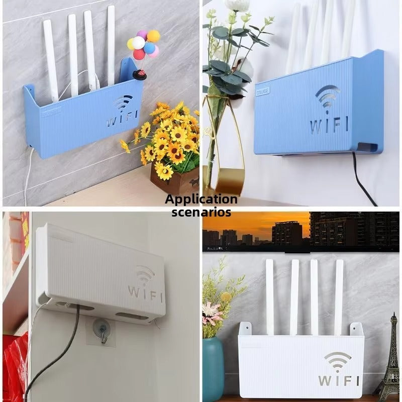 WiFi Router Shelf &amp; Cable Organizer – Wall-Mount ABS Plastic Storage Box for Routers, Power Strips &amp; Cables (Random Colors)