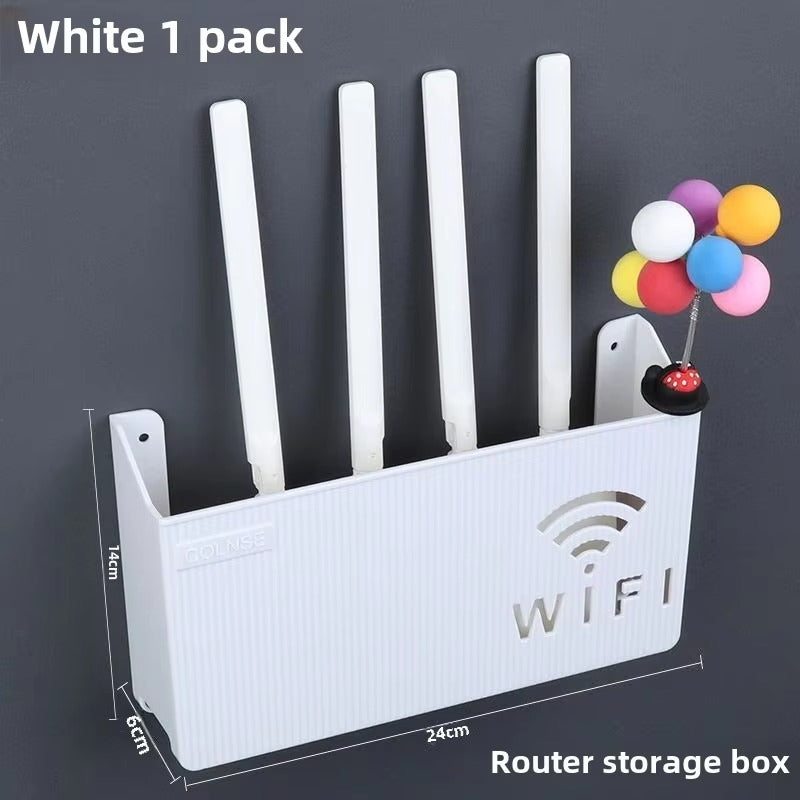 WiFi Router Shelf &amp; Cable Organizer – Wall-Mount ABS Plastic Storage Box for Routers, Power Strips &amp; Cables (Random Colors)