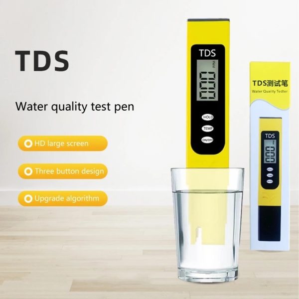 Portable Digital Water TDS, EC, And Temperature Meter (3-in-1) With ATC Function, 1ppm Resolution, 0-9990ppm Purity Tester